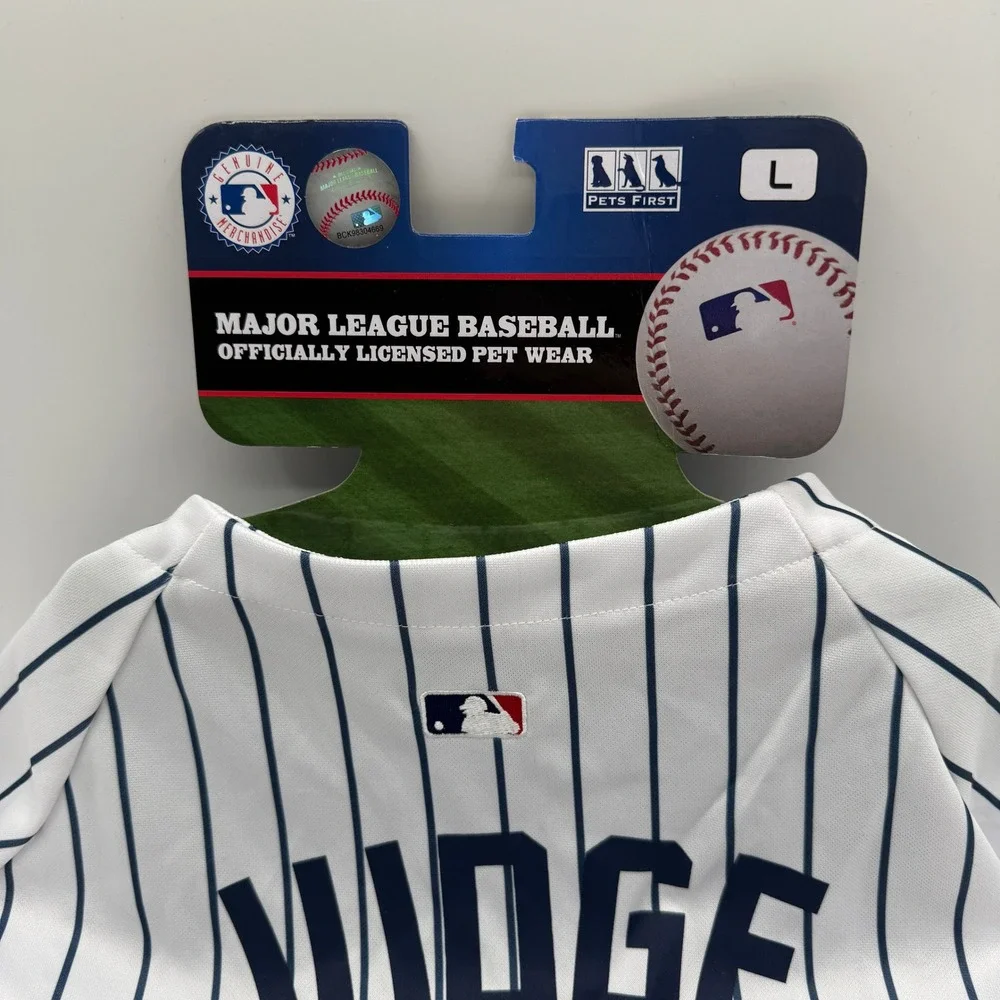 Pets First New York Yankees Pet Jersey Aaron Judge #99 Large White Pinstripe NEW